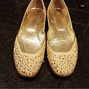 Valentino Garavani Flats Gold Jeweled Embellished